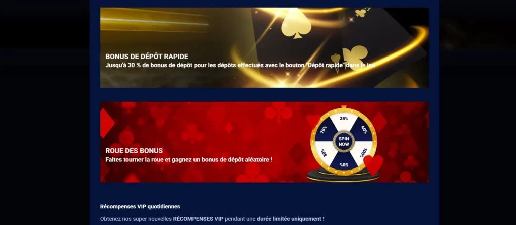 Bonus, promotions et récompenses
